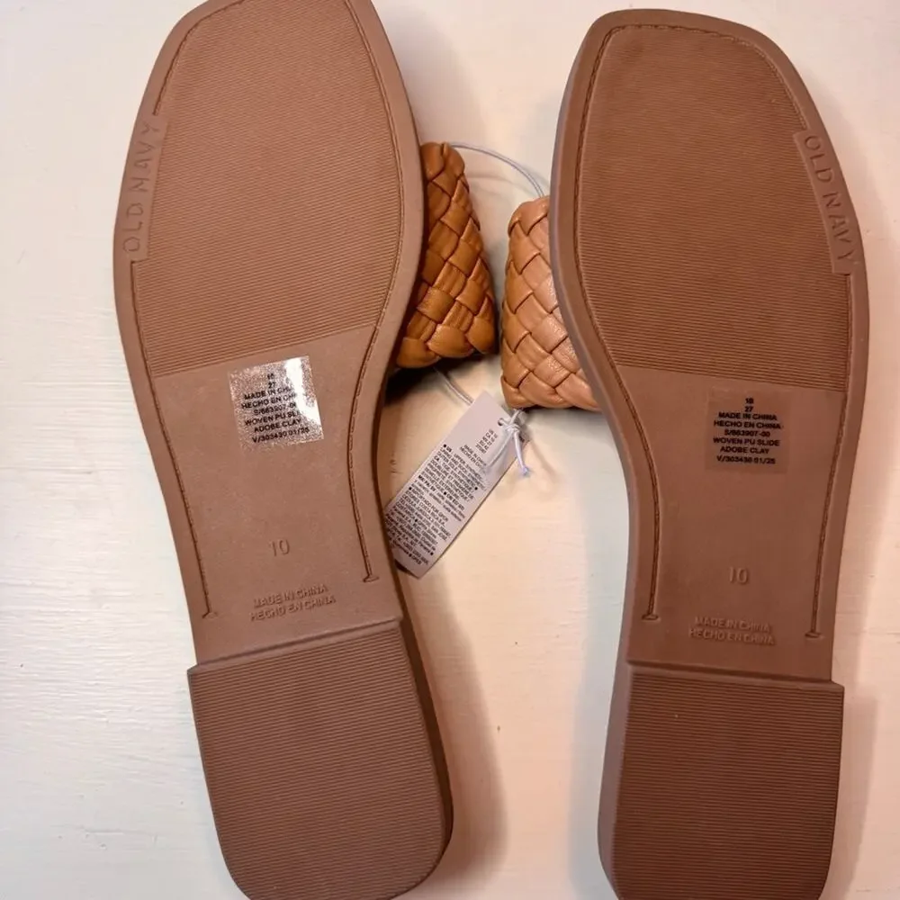 Old Navy Low Heel Woven  Braided Adobe Tan Braided Slide Sandals Size 10